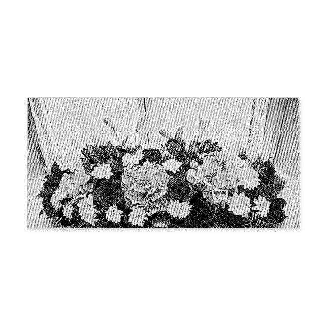 Colourful flowers painting self-inking stamp (Design)