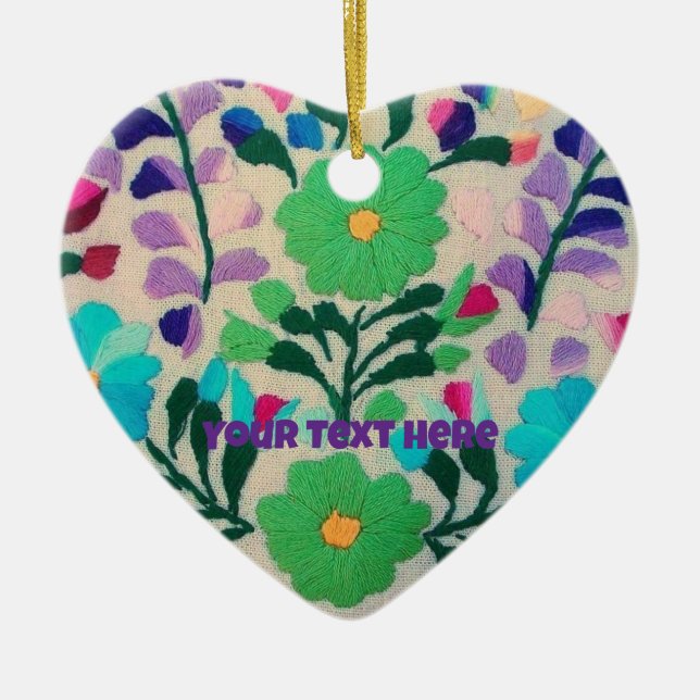 Colourful Flowers Pattern Ceramic Ornament (Front)