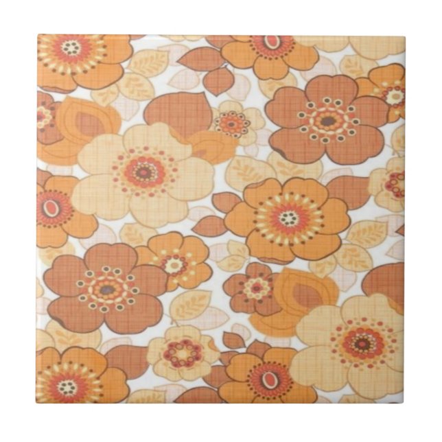 Colourful flowers pattern  ceramic tile (Front)