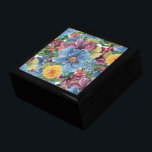 Colourful Flowers Pattern Gift Box<br><div class="desc">Modern colourful flowers collage watercolors hand illustration. Blue yellow and purple flowers.</div>