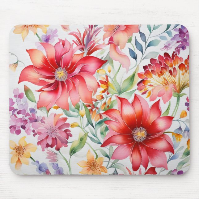 Colourful Flowers Pattern Mouse Pad (Front)