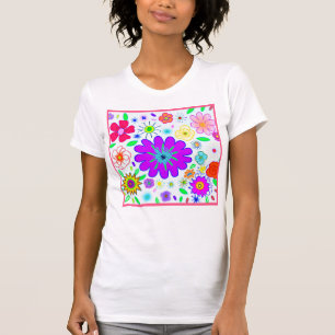 Colourful Flowers Pattern T-Shirt