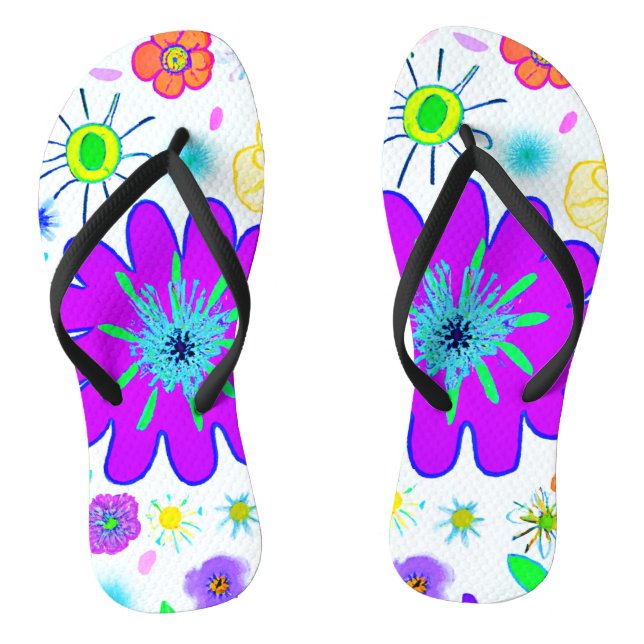 Colourful Flowers Pattern Thongs (Footbed)