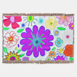 Colourful Flowers Pattern Throw Blanket