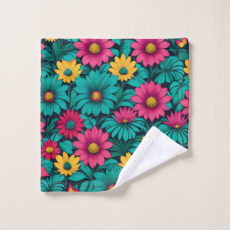 Colourful flowers pattern  wash cloth