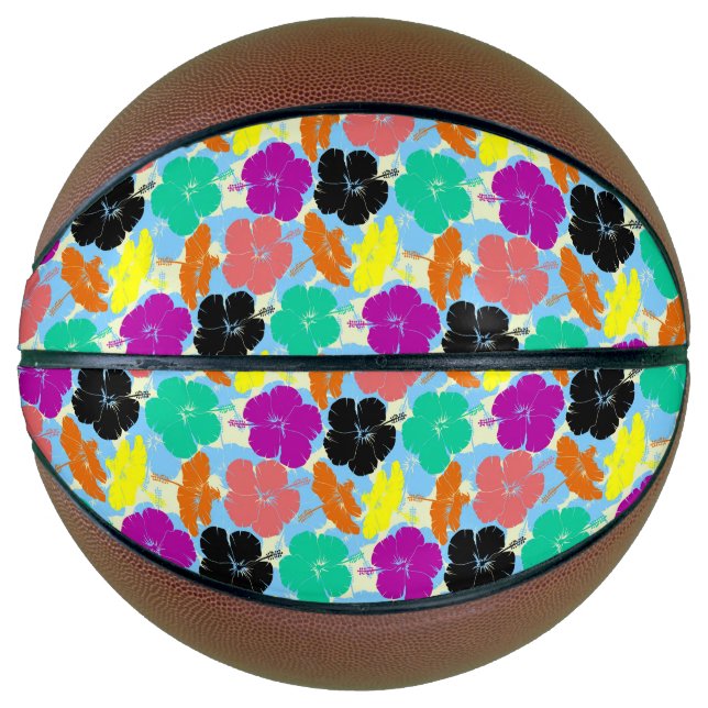 Colourful flowers patterns design basketball (Front)