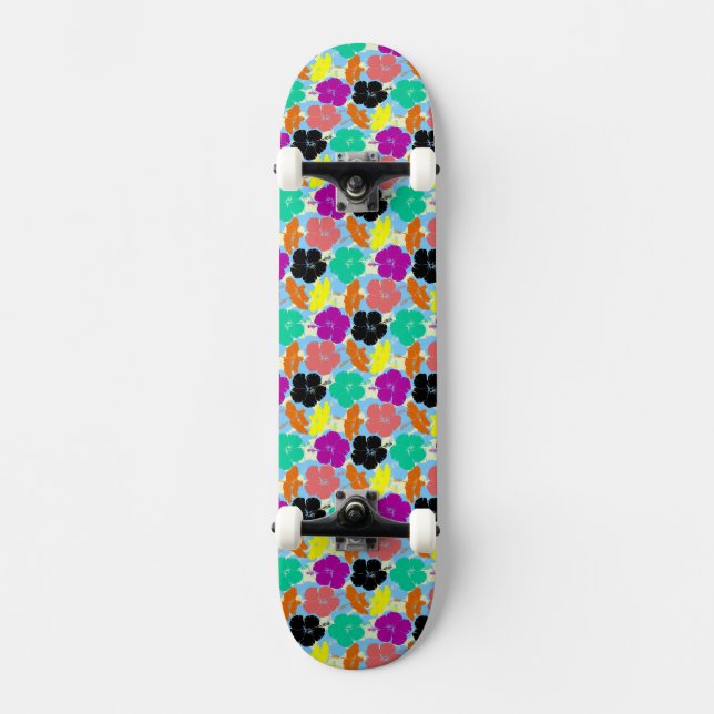 Colourful flowers patterns design skateboard (Front)