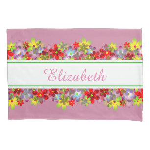 Colourful flowers pillowcase
