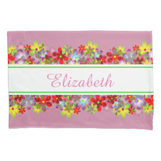 Colourful flowers pillowcase
