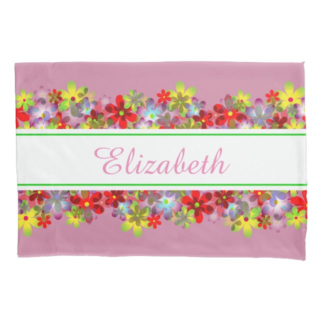 Colourful flowers pillowcase (Front)