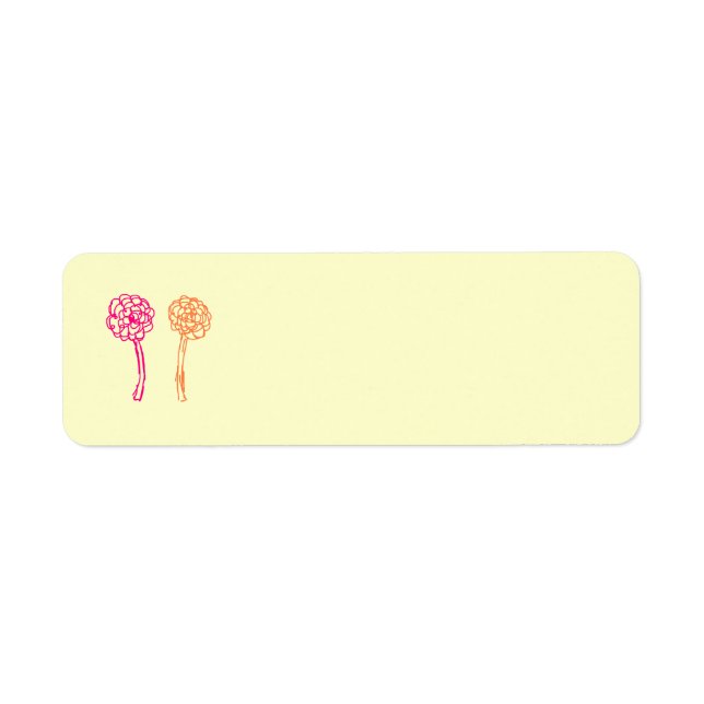 Colourful flowers. Pink and Orange. Return Address Label (Front)
