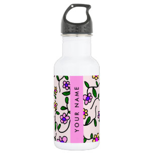 Colourful Flowers, Pink Background, Pink 532 Ml Water Bottle