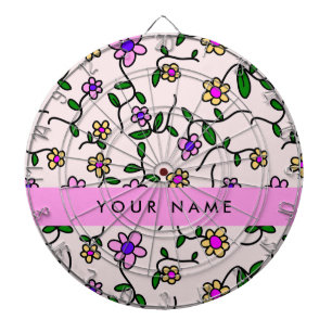 Colourful Flowers, Pink Background, Pink Dartboard