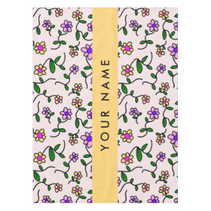 Colourful Flowers, Pink Background, Yellow Tablecloth