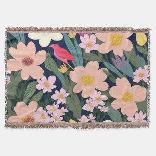 Colourful flowers pink lovely Gift Tag Throw Blanket