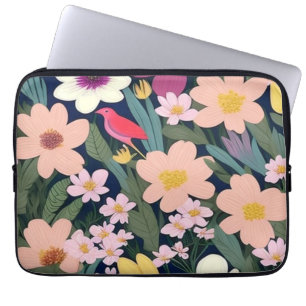 Colourful flowers pink lovely laptop sleeve