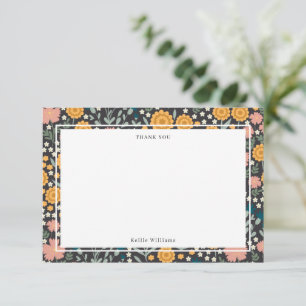 Colourful Flowers Pink Orange Modern Thank You Card
