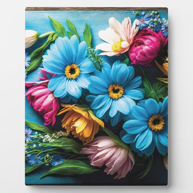 Colourful Flowers Plaque (Front)