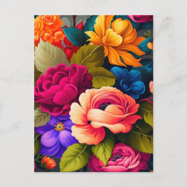 Colourful flowers postcard (Front)