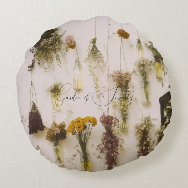Colourful Flower's Round Pillow (Back)