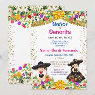 Colourful Flowers Señor or Señorita Gender Reveal  Invitation