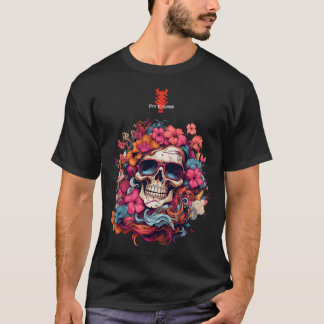 Colourful Flowers Skull Sunglasses | Ben Elkanar T-Shirt