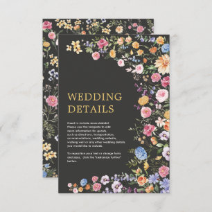 Colourful Flowers Spring Wildflower Wedding Detail Enclosure Card