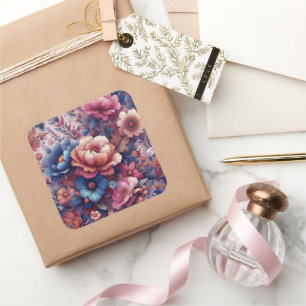 Colourful flowers square sticker