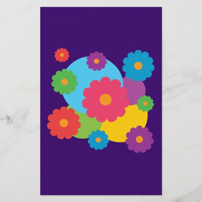 Colourful Flowers Stationery (Front)