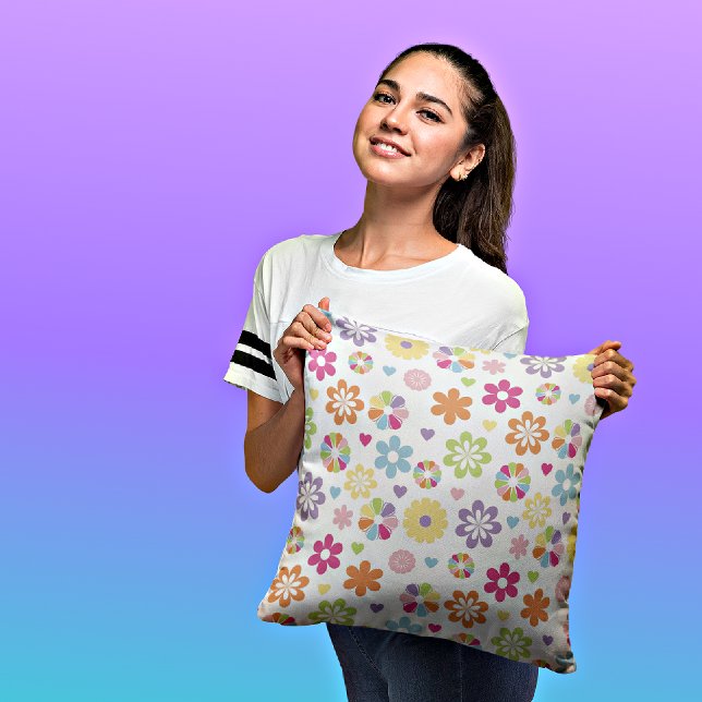 Colourful Flowers/Stripes Decorative Throw Pillow (Creator Uploaded)