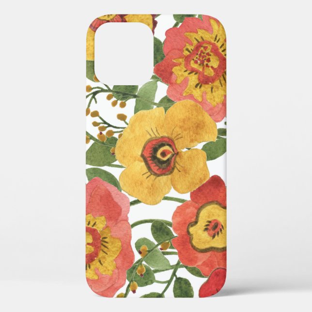 Colourful flowers: summer watercolor pattern. Case-Mate iPhone case (Back)