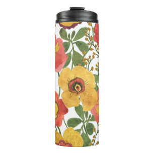 Colourful flowers: summer watercolor pattern. thermal tumbler