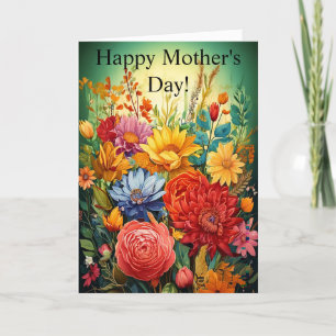Colourful Flowers Thank You Card