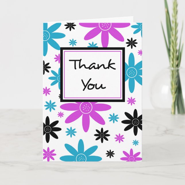 Colourful Flowers Thank You Flower Girl Card (Front)