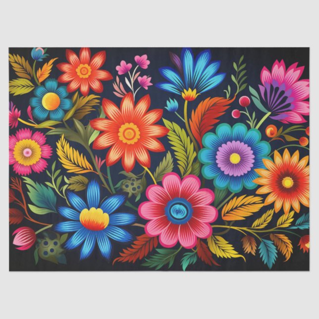 Colourful Flowers Tissue Paper (Front)