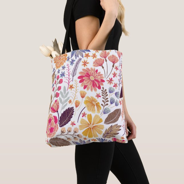 Colourful Flowers Tote Bag (Close Up)
