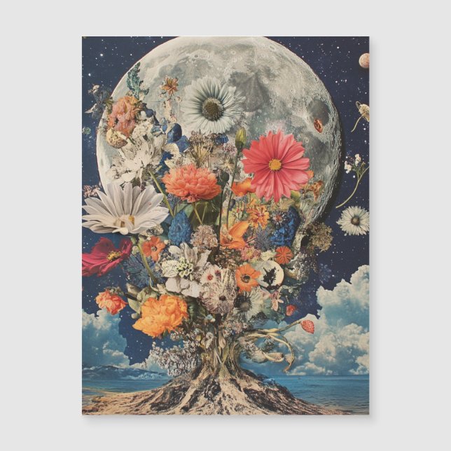 Colourful Flowers Under Full Moon (Front)