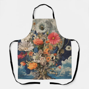 Colourful Flowers Under Full Moon Apron