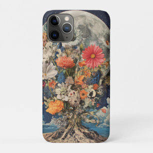 Colourful Flowers Under Full Moon iPhone 11 Pro Case