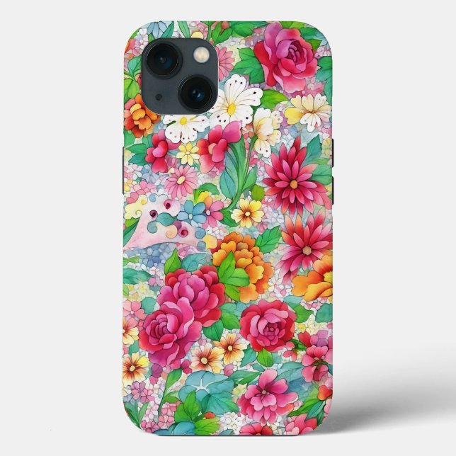 Colourful Flowers Vintage Style Art Phone Case (Back)