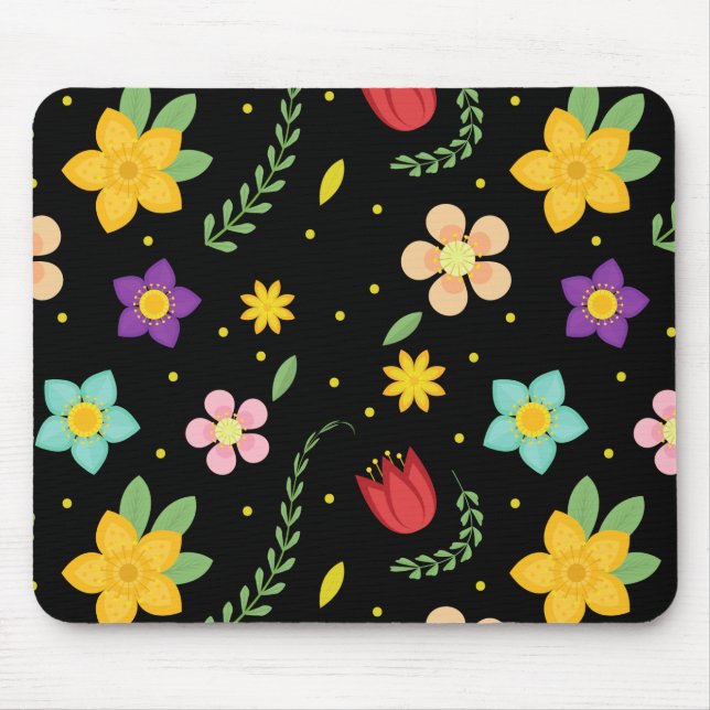  Colourful Flowers Watercolor Cute Mouse Pad (Front)