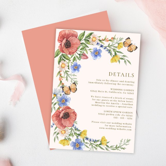 Colourful flowers Wildflower spring wedding detail Enclosure Card (Creator Uploaded)