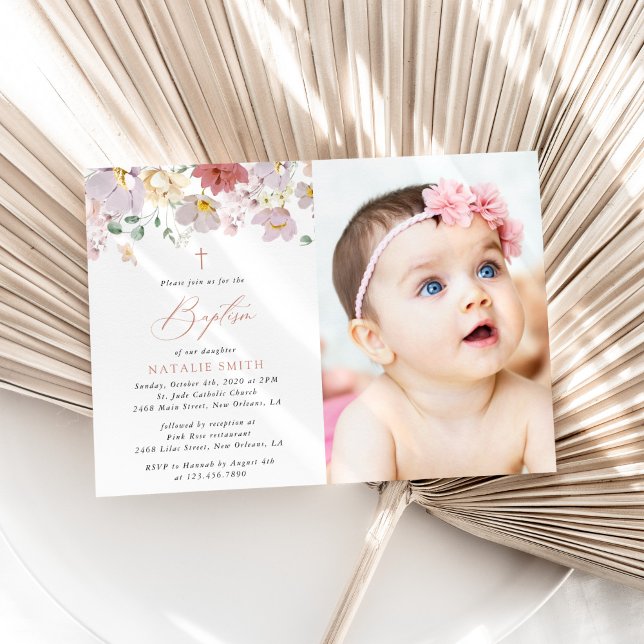 Colourful Flowers, Wildflowers, Boho, Baptism Invitation (Creator Uploaded)