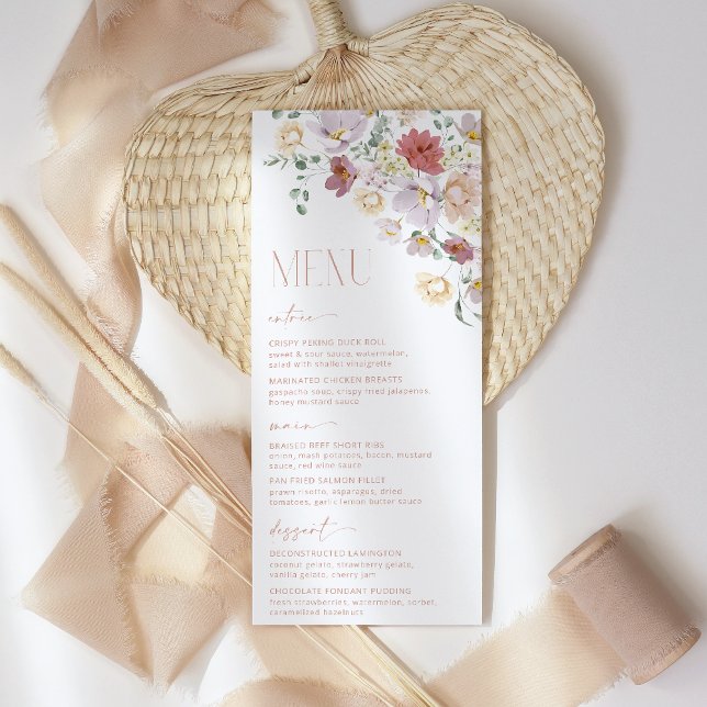 Colourful Flowers, Wildflowers, Boho, Bridal Showe Menu (Creator Uploaded)