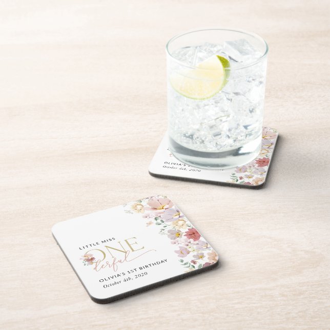 Colourful Flowers, Wildflowers, First Birthday Coaster (Right Side)