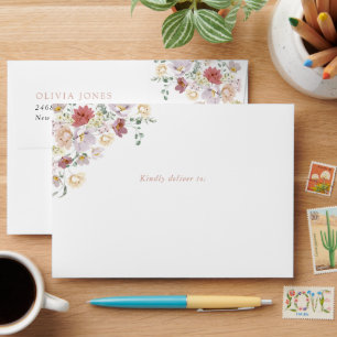 Colourful Flowers, Wildflowers, First Birthday Envelope