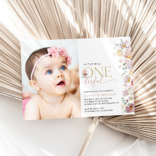 Colourful Flowers, Wildflowers, First Birthday Invitation