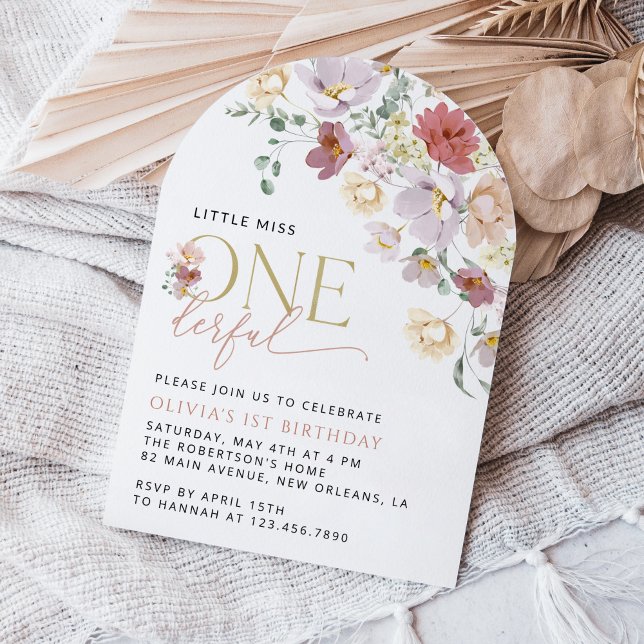 Colourful Flowers, Wildflowers, First Birthday Invitation (Creator Uploaded)