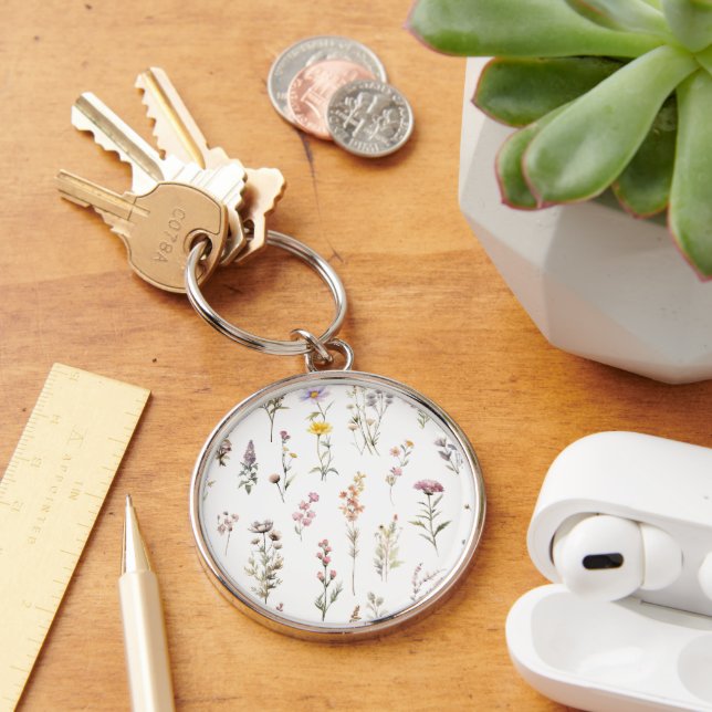Colourful Flowers, Wildflowers, Garden Flowers Key Ring (Desk)