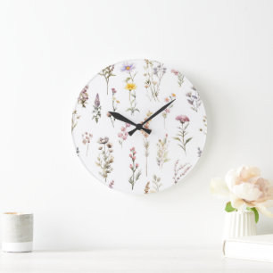 Colourful Flowers, Wildflowers, Garden Flowers Large Clock